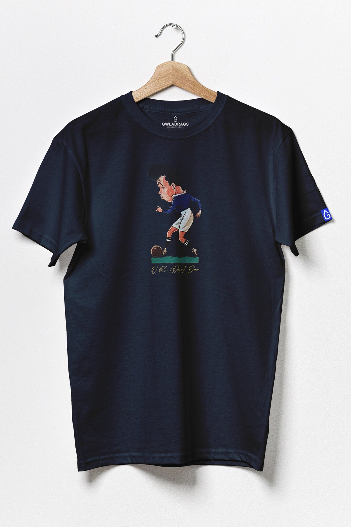 W.R. (Dixie) Dean - 1930's Cigarette Card Design - Premium Cotton T-Shirt / Navy Blue